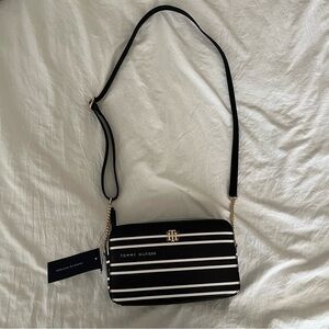 Tommy Hilfiger Black and White Crossbody Bag